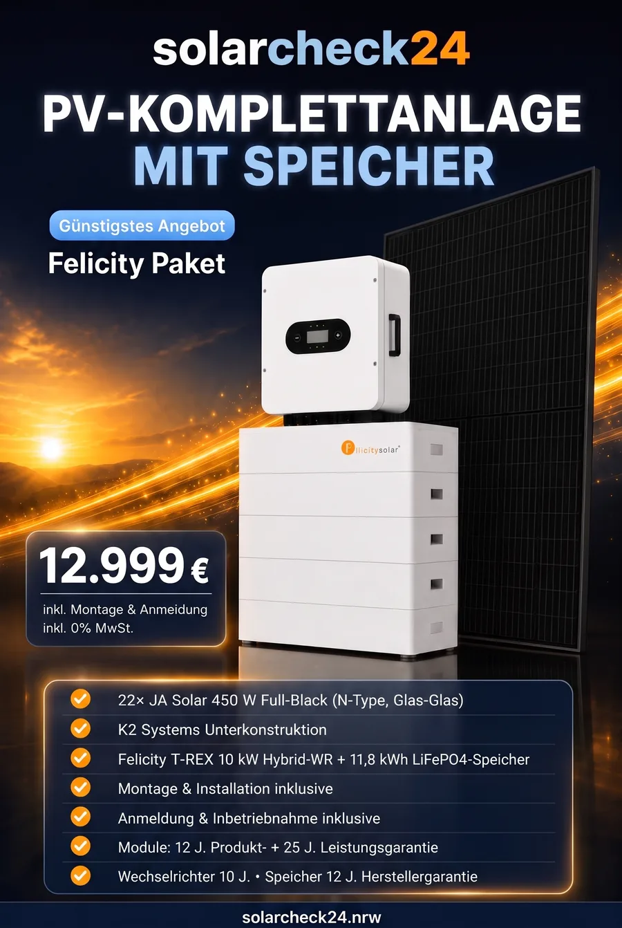 Felicity Paket — PV-Komplettanlage mit Speicher